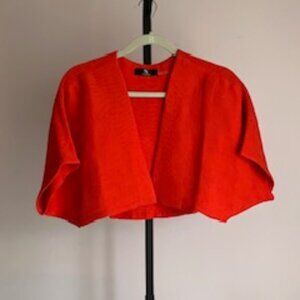 Natori Textured Bolero Shrug in Red Poppy, Size M